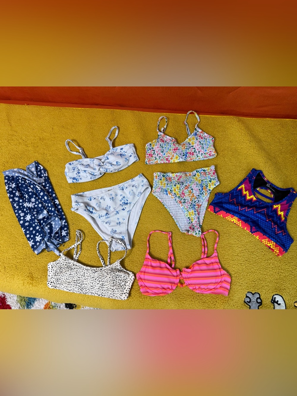 Mixed girls  Bikini & Swim Tops and bras Set - Floral, Pink, sz 13-14 y.o